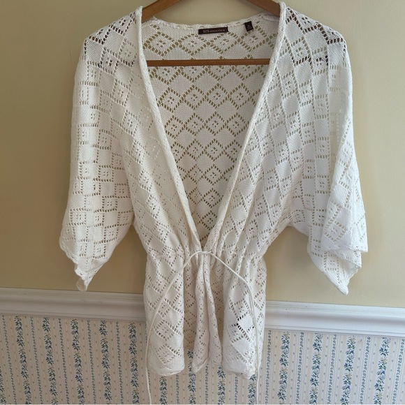 525 America Crochet Short Sleeve Sweater - Picture 2 of 5